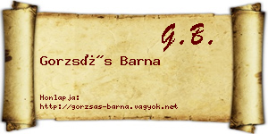 Gorzsás Barna névjegykártya